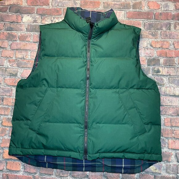 Eddie Bauer Vintage Puffer Reversible Jacket Vest Goose Down Green Men's Large - Picture 1 of 8